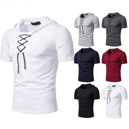New Summer Size Loose Shoes Neckline T-Shirt Short-Sleeved Hooded T-Shirt